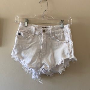 High waisted white jeans shorts